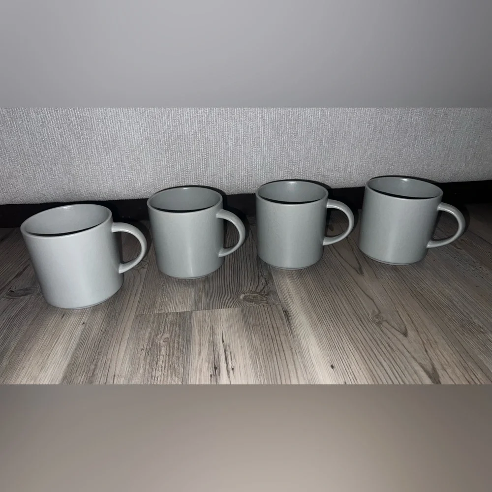 West Elm Stoneware Mug Sets 4 Bluish Gray